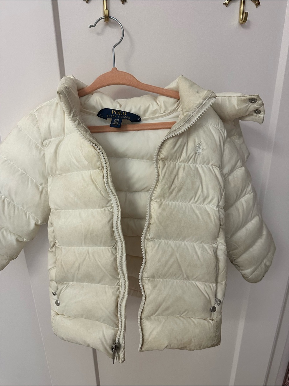 polo Ralph Lauren toddler down filled puffer coat white logo 2T